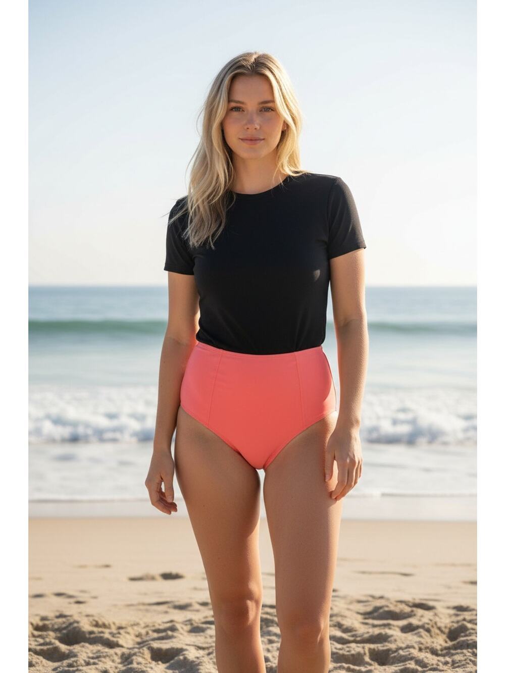 NWT TA3 Hi Cut Kini Bottom Coral Pink High Waisted Swim Swimsuit Bottoms Size 3X